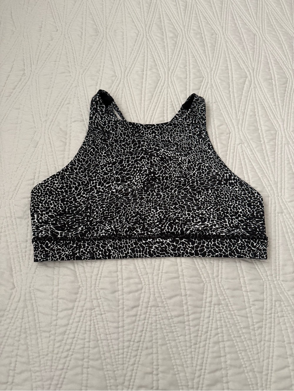 Lululemon Black & White Patterned High Neck Sports Bra
